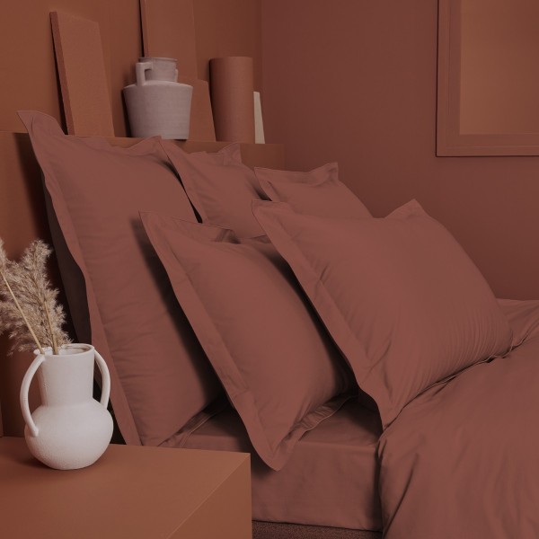 Garnier-Thiébaut - Tissu pour draps uni en percale de coton 80 fils/cm² La percale française Rouille- Laize 288cm