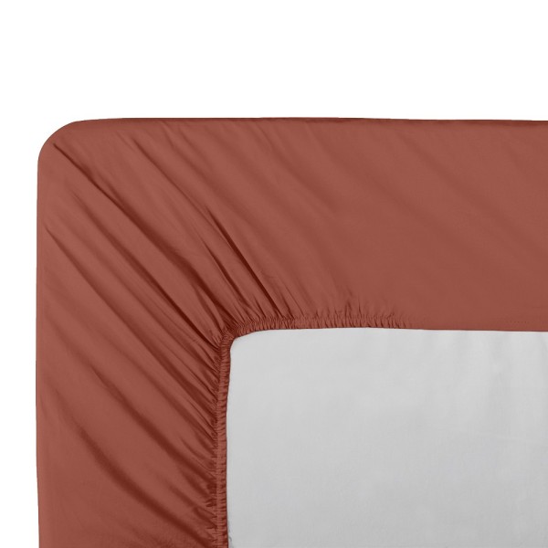 Garnier-Thiébaut - Tissu pour draps uni en percale de coton 80 fils/cm² La percale française Rouille- Laize 288cm