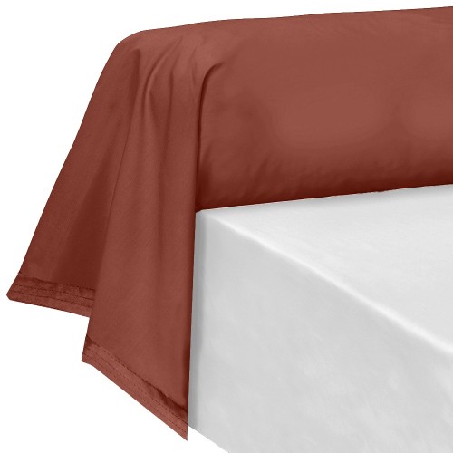Garnier-Thiébaut - Tissu pour draps uni en percale de coton 80 fils/cm² La percale française Rouille- Laize 288cm