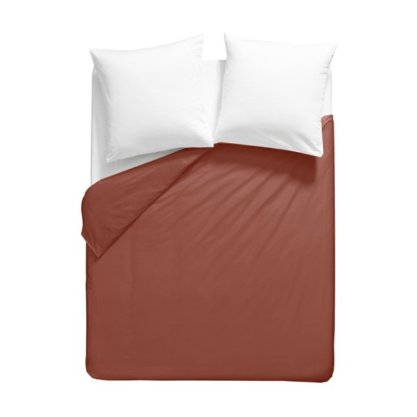 Garnier-Thiébaut - Tissu pour draps uni en percale de coton 80 fils/cm² La percale française Rouille- Laize 288cm