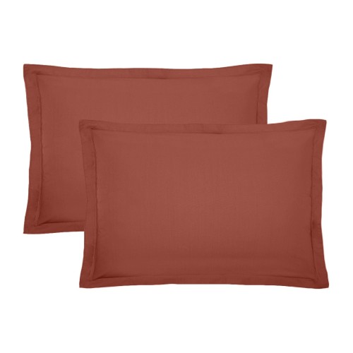 Garnier-Thiébaut - Tissu pour draps uni en percale de coton 80 fils/cm² La percale française Rouille- Laize 288cm