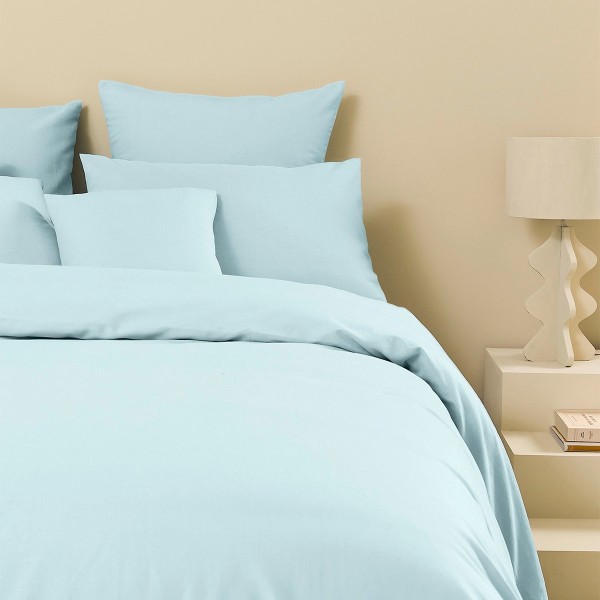 Garnier-Thiébaut - Housse de couette unie en métis lin/coton 160g/m² Le metis français Aqua