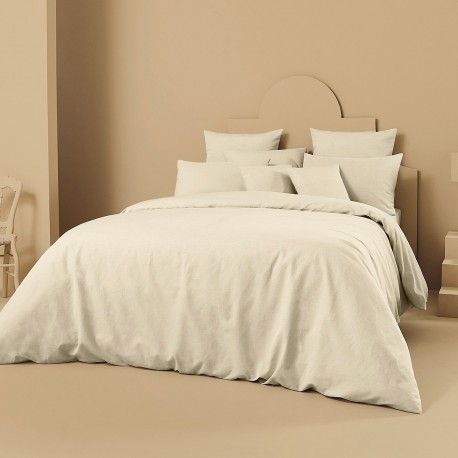 Garnier-Thiébaut - Housse de couette unie en métis lin/coton 160g/m² Le metis français Chanvre