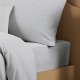 Garnier-Thiébaut - Housse de couette unie en métis lin/coton 160g/m² Le metis français Glacier