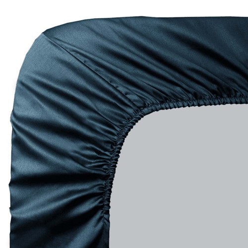 Garnier-Thiébaut - Drap housse en satin de coton 120 fils/cm² Ava Bleu nuit