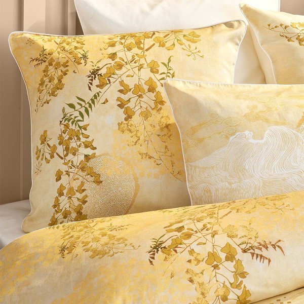 Garnier-Thiébaut - Taies d'oreiller imprimées en satin de coton 120 fils/cm² Soleil d'or Doré