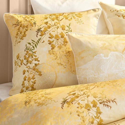 Garnier-Thiébaut - Taies d'oreiller imprimées en satin de coton 120 fils/cm² Soleil d'or Doré