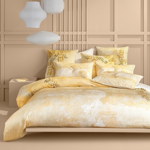 Garnier-Thiébaut - Housse de couette imprimée en satin de coton 120 fils/cm² Soleil d'or Doré