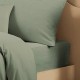 Garnier-Thiébaut - Parure de lit unie en métis lin/coton 160g/m² Le metis français Verde