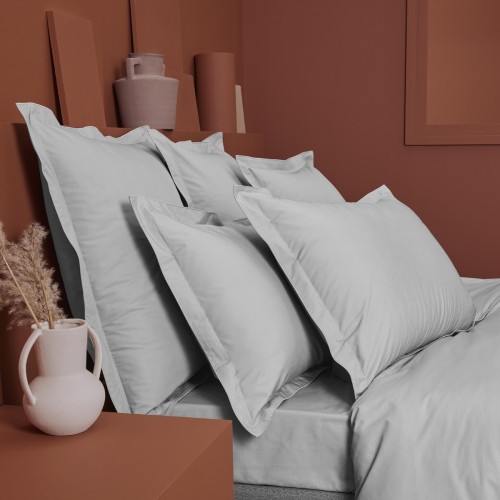 Garnier-Thiébaut - Tissu pour drap uni en percale de coton 80 fils/cm² La percale française Platine - Laize 288cm