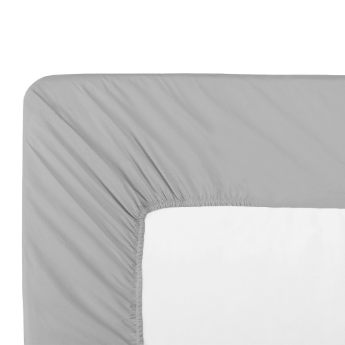Garnier-Thiébaut - Tissu pour drap uni en percale de coton 80 fils/cm² La percale française Platine - Laize 288cm