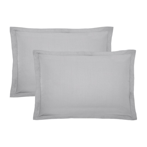 Garnier-Thiébaut - Taie d'oreiller rectangle unie en percale de coton 80 fils/cm² La percale française Platine