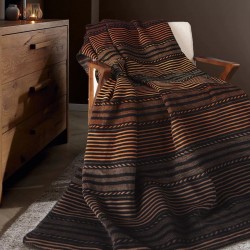 Plaid jacquard coton mélangé Bambous Ocre150x200cm, Garnier-Thiébaut