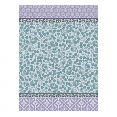Torchons de cuisine pur coton Cerises Cerise Bleue, Le Jacquard Français