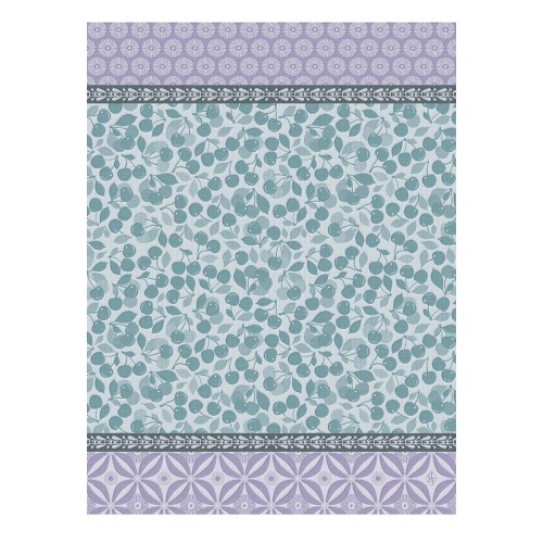 Torchons de cuisine pur coton Cerises Cerise Bleue, Le Jacquard Français