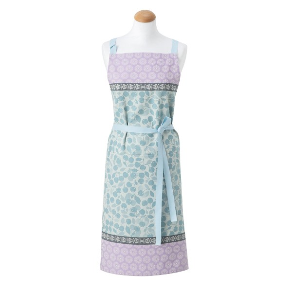 Tablier de cuisine pur coton Cerises Cerise Bleue, Le Jacquard Français