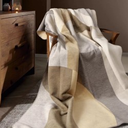 Plaid jacquard coton mélangé Livio Naturel 150x200cm, Garnier-Thiébaut