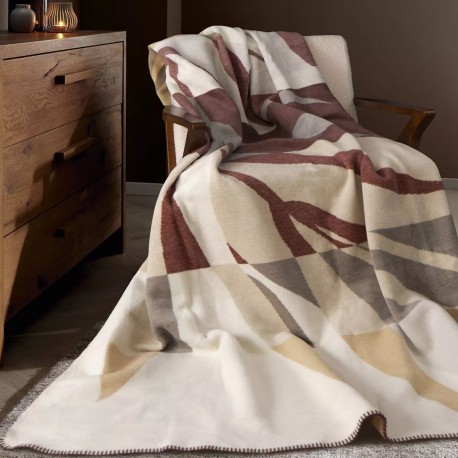 Plaid jacquard coton mélangé Versus Terre 150x200cm, Garnier-Thiébaut