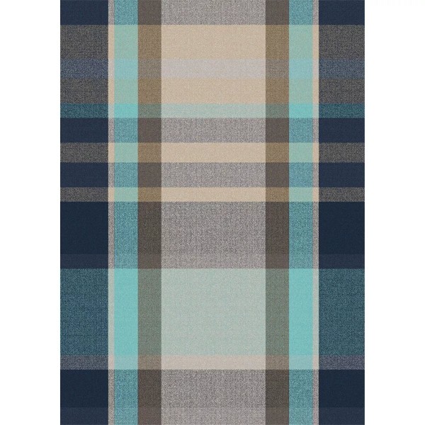 Plaid jacquard Laine et aures fibres Mohaira Irish Blue 130x190cm, Garnier-Thiébaut
