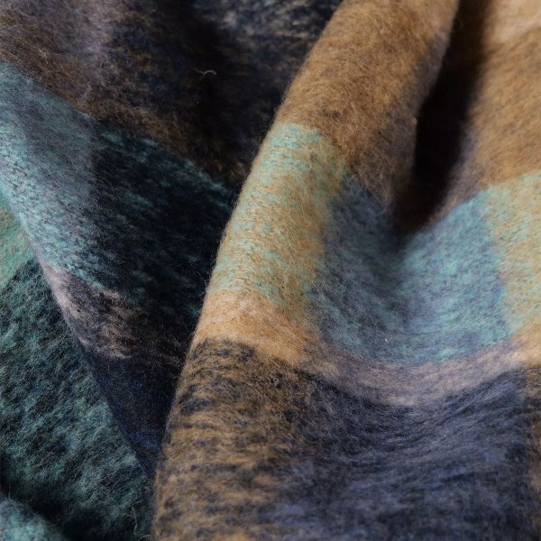 Plaid jacquard Laine et aures fibres Mohaira Irish Blue 130x190cm, Garnier-Thiébaut