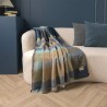 Plaid jacquard Laine et aures fibres Mohaira Irish Blue 130x190cm, Garnier-Thiébaut
