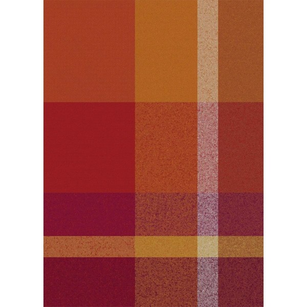 Plaid jacquard Laine et aures fibres Mohaira Ambre Flamboyant 130x190cm, Garnier-Thiébaut