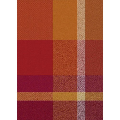 Plaid jacquard Laine et aures fibres Mohaira Ambre Flamboyant 130x190cm, Garnier-Thiébaut