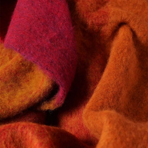 Plaid jacquard Laine et aures fibres Mohaira Ambre Flamboyant 130x190cm, Garnier-Thiébaut