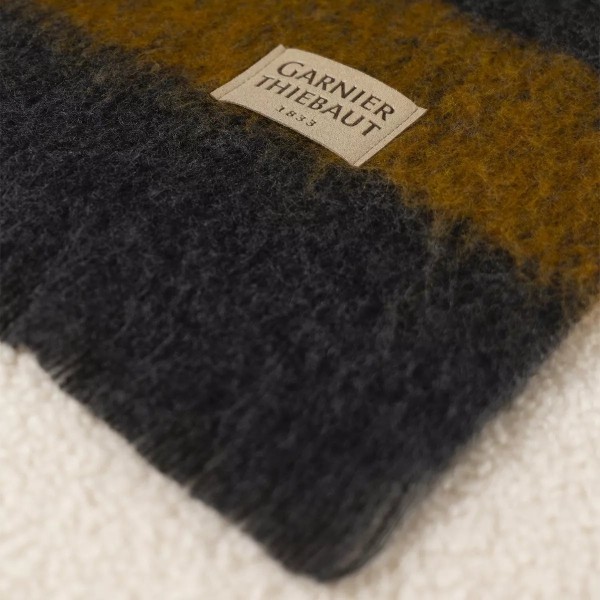Plaid jacquard Laine et aures fibres Mohaira Shetland Onyx 130x190cm, Garnier-Thiébaut