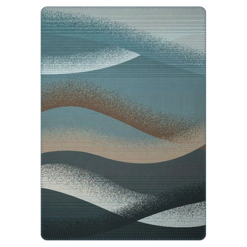 Plaid jacquard coton mélangé Sea Waves Bleu 150x200cm, Garnier-Thiébaut