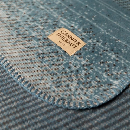 Plaid jacquard coton mélangé Sea Waves Bleu 150x200cm, Garnier-Thiébaut
