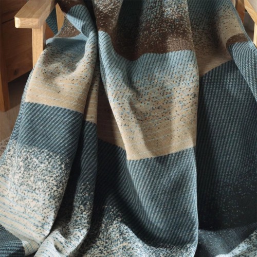 Plaid jacquard coton mélangé Sea Waves Bleu 150x200cm, Garnier-Thiébaut