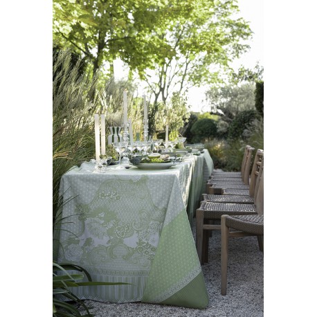Nappe enduite sur mesure Promenade Impériale Jade, Laize 180cm, Le Jacquard Français
