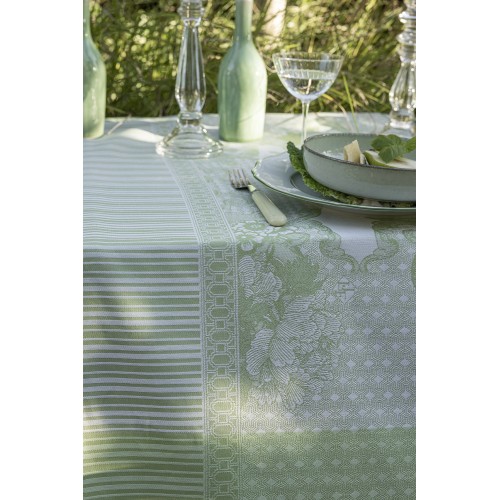 Nappe enduite sur mesure Promenade Impériale Jade, Laize 180cm, Le Jacquard Français