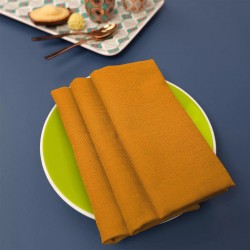 Serviettes de table jacquard coton uni Bastide Ocre, Garnier-Thiébaut 