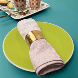 Serviettes de table jacquard coton uni Bastide Rose poudre, Garnier-Thiébaut