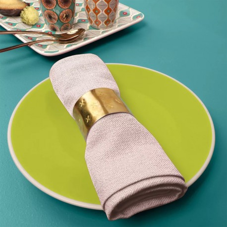 Serviettes de table jacquard coton uni Bastide Rose poudre, Garnier-Thiébaut