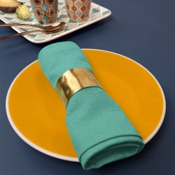 Serviettes de table jacquard coton uni Bastide Turquoise, Garnier-Thiébaut