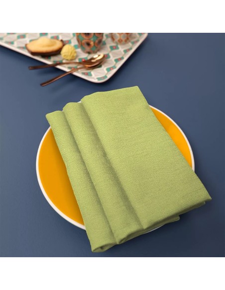 Serviettes de table jacquard coton uni Bastide Absinthe, Garnier-Thiébaut 