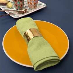 Serviettes de table jacquard coton uni Bastide Absinthe, Garnier-Thiébaut (par 4)