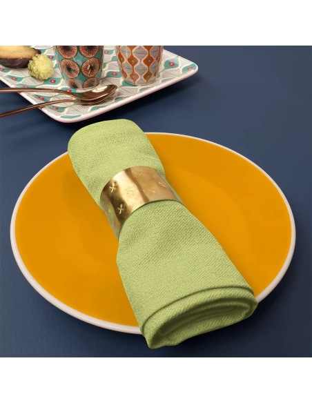 Serviettes de table jacquard coton uni Bastide Absinthe, Garnier-Thiébaut 