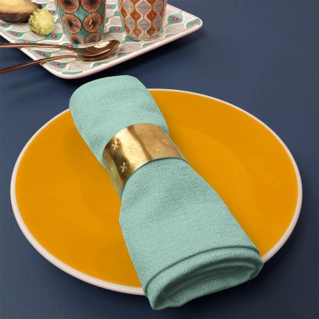 Serviettes de table jacquard coton uni Bastide Azur, Garnier-Thiébaut 