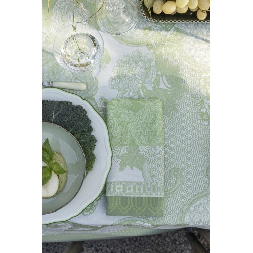 Serviettes de table jacquard coton Promenade Impériale Jade, Le Jacquard Français