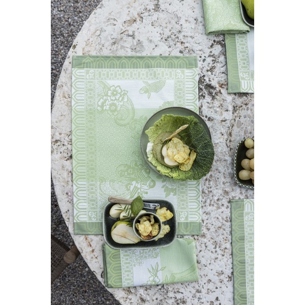Sets de table enduits Promenade Impériale Jade, Le Jacquard Français