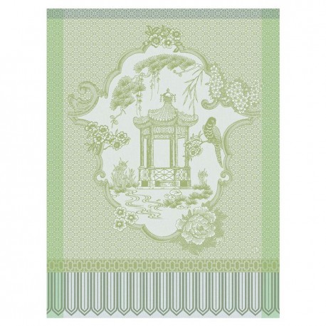 Torchons de cuisine pur coton Promenade Impériale Jade, Le Jacquard Français 