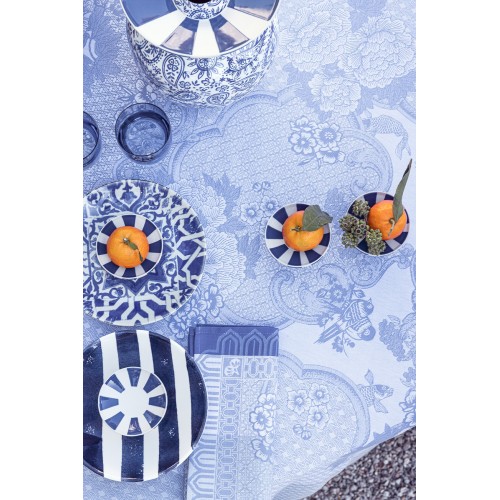 Petit Carré déco jacquard coton Promenade Impériale Lapis, Le Jacquard Français
