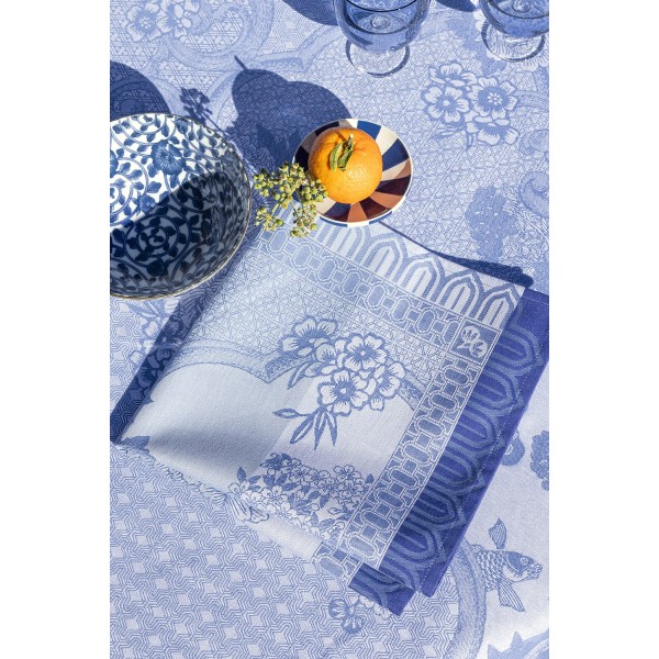 Serviettes de table jacquard coton Promenade Impériale Lapis, Le Jacquard Français