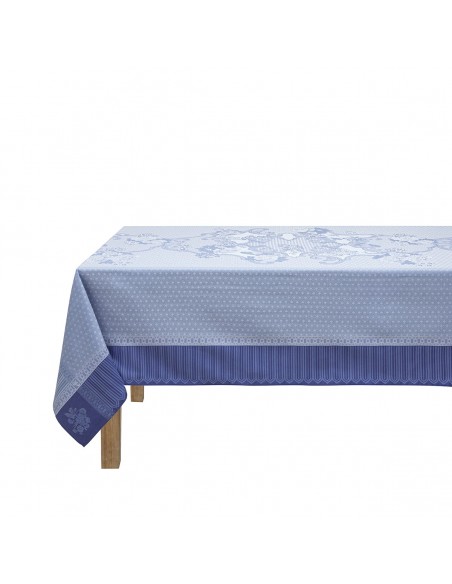 Nappe enduite sur mesure Promenade Impériale Lapis, Laize 180cm, Le Jacquard Français