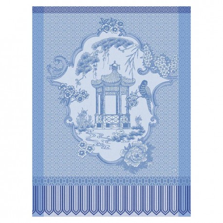 Torchons de cuisine pur coton Promenade Impériale Lapis, Le Jacquard Français 