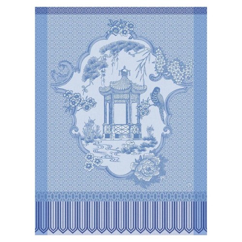 Torchons de cuisine pur coton Promenade Impériale Lapis, Le Jacquard Français 
